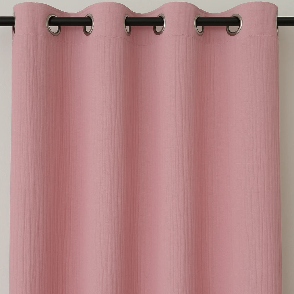 Sheered Cotton Muslin Curtains – 215cm x 120cm Pink
