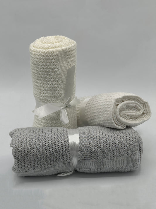Baby Cellular Blanket – 100% Organic Cotton (Grey & White Pack of 2)