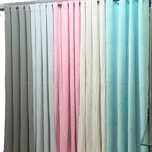 Sheered Cotton Muslin Curtains – 215cm x 120cm