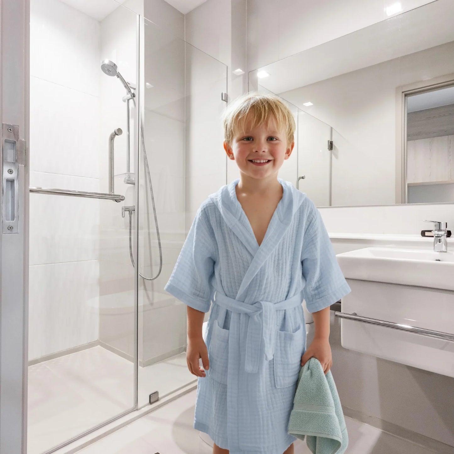 Kids’ Hooded Bathrobe – 100% Organic Cotton Muslin