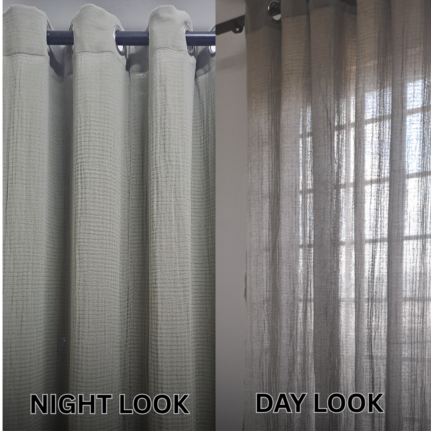 Sheered Cotton Muslin Curtains – 215cm x 120cm