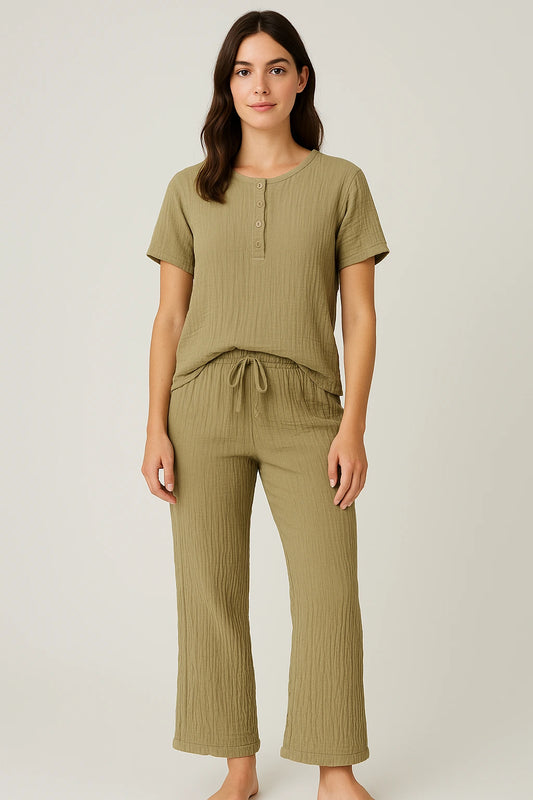 Women Casual Wear Airy Muslin CO-ORD Set DUSKY GREEN