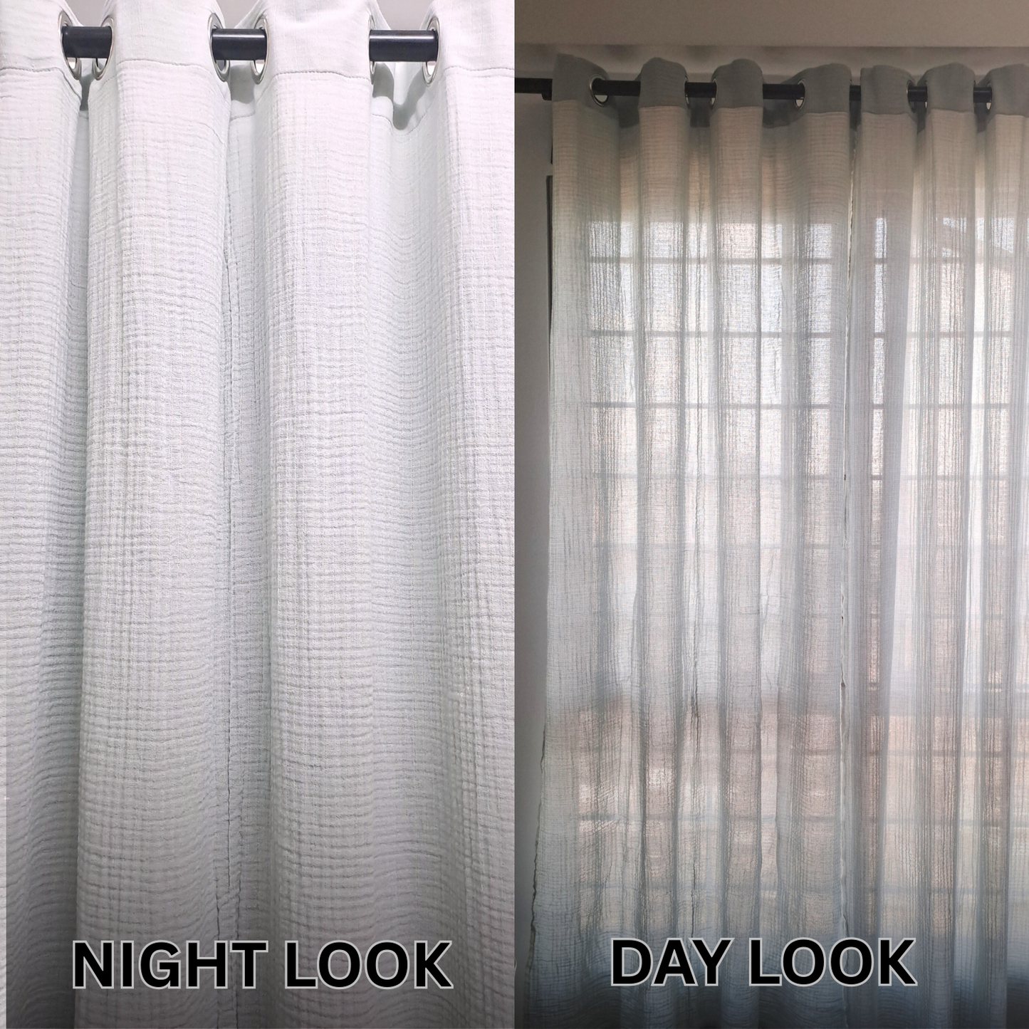 Sheered Cotton Muslin Curtains – 215cm x 120cm