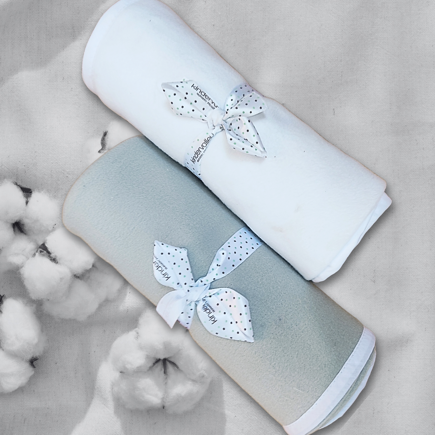 Cozy Dreams Baby Fleece Blanket – White & Grey