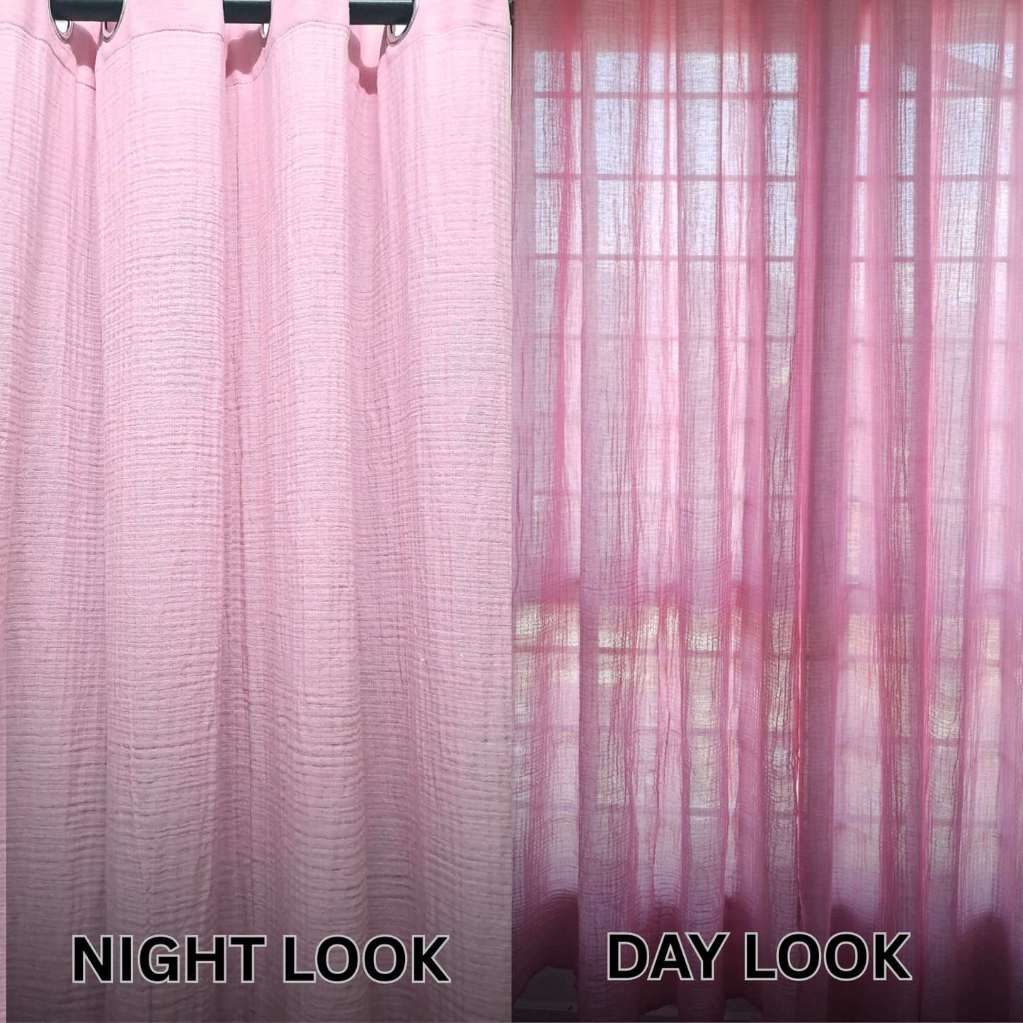 Sheered Cotton Muslin Curtains – 215cm x 120cm