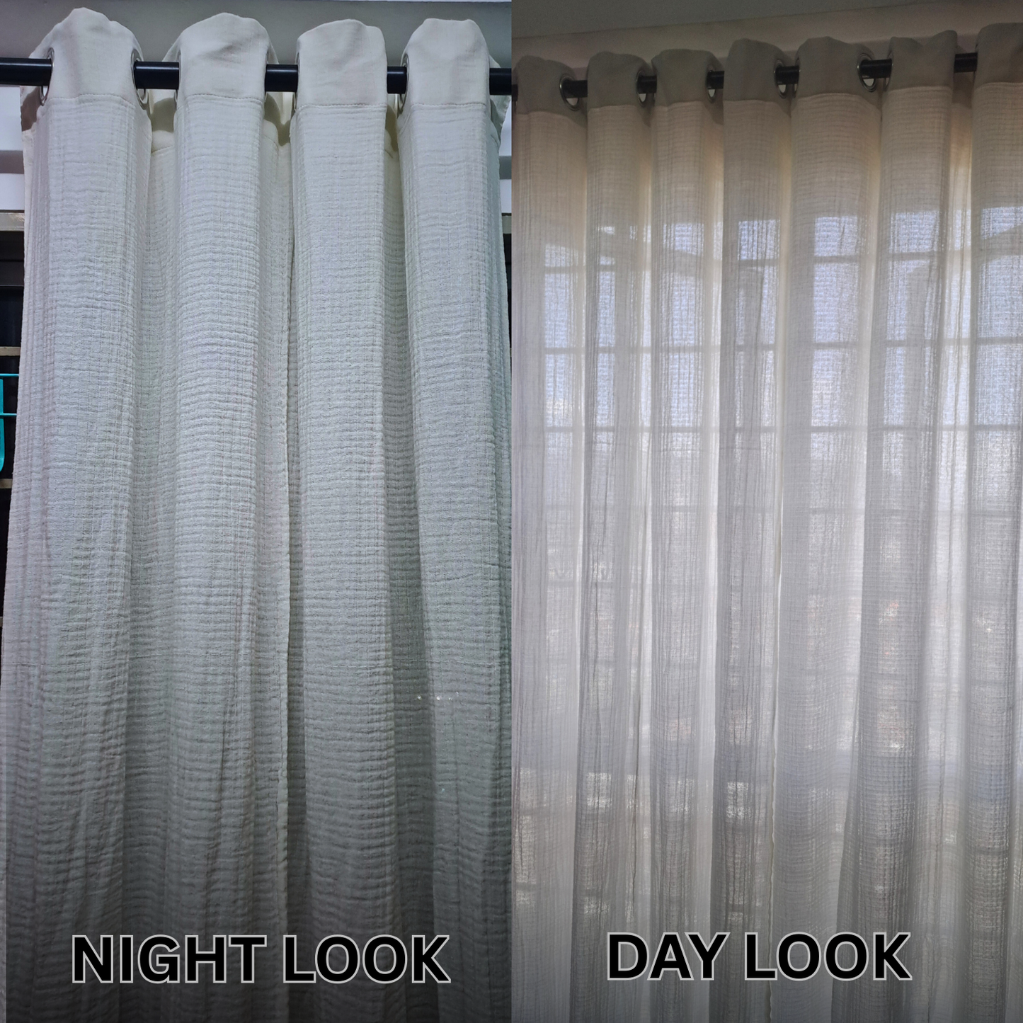 Sheered Cotton Muslin Curtains – 215cm x 120cm