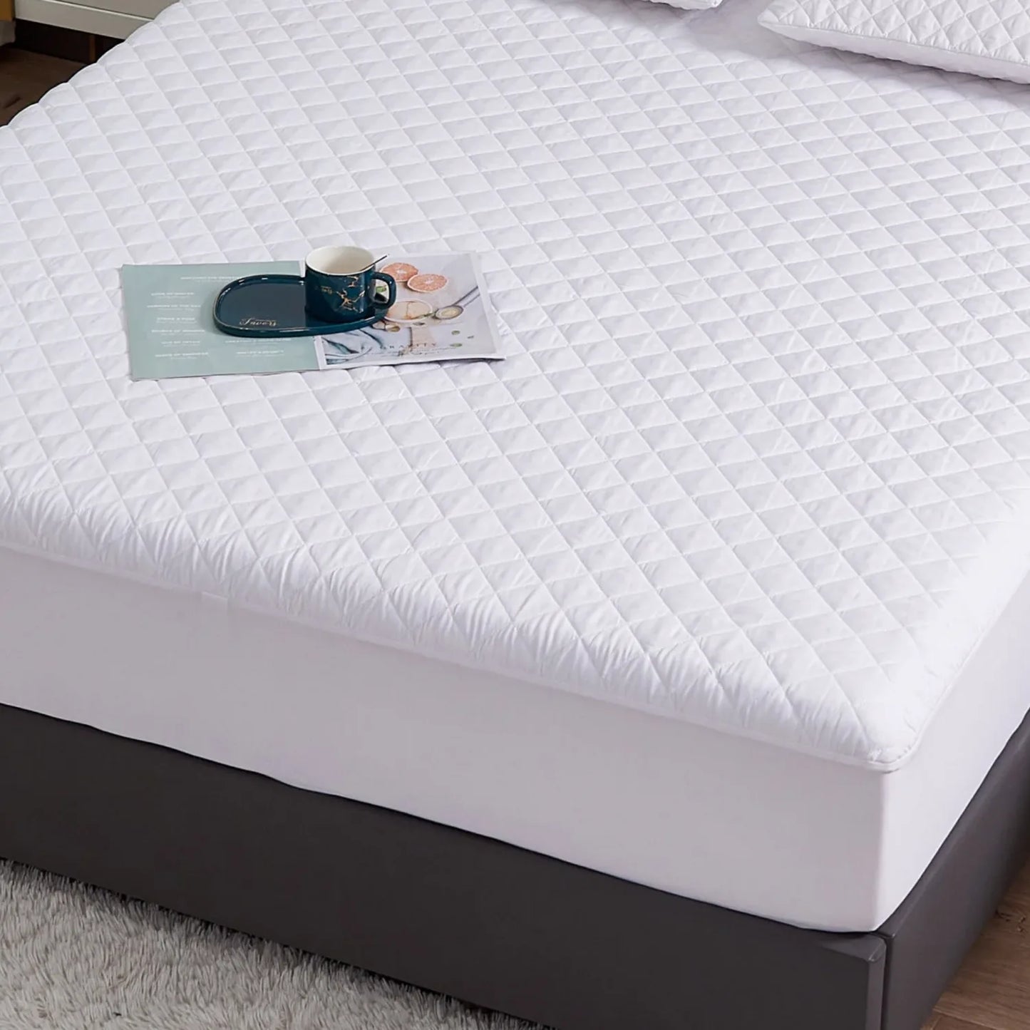 Premium & Export Quality Quilted Soft Mattress Fitted Cover - White