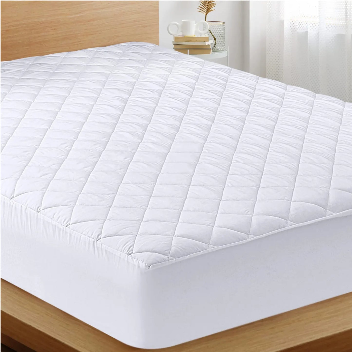 Premium & Export Quality Quilted Soft Mattress Fitted Cover - White