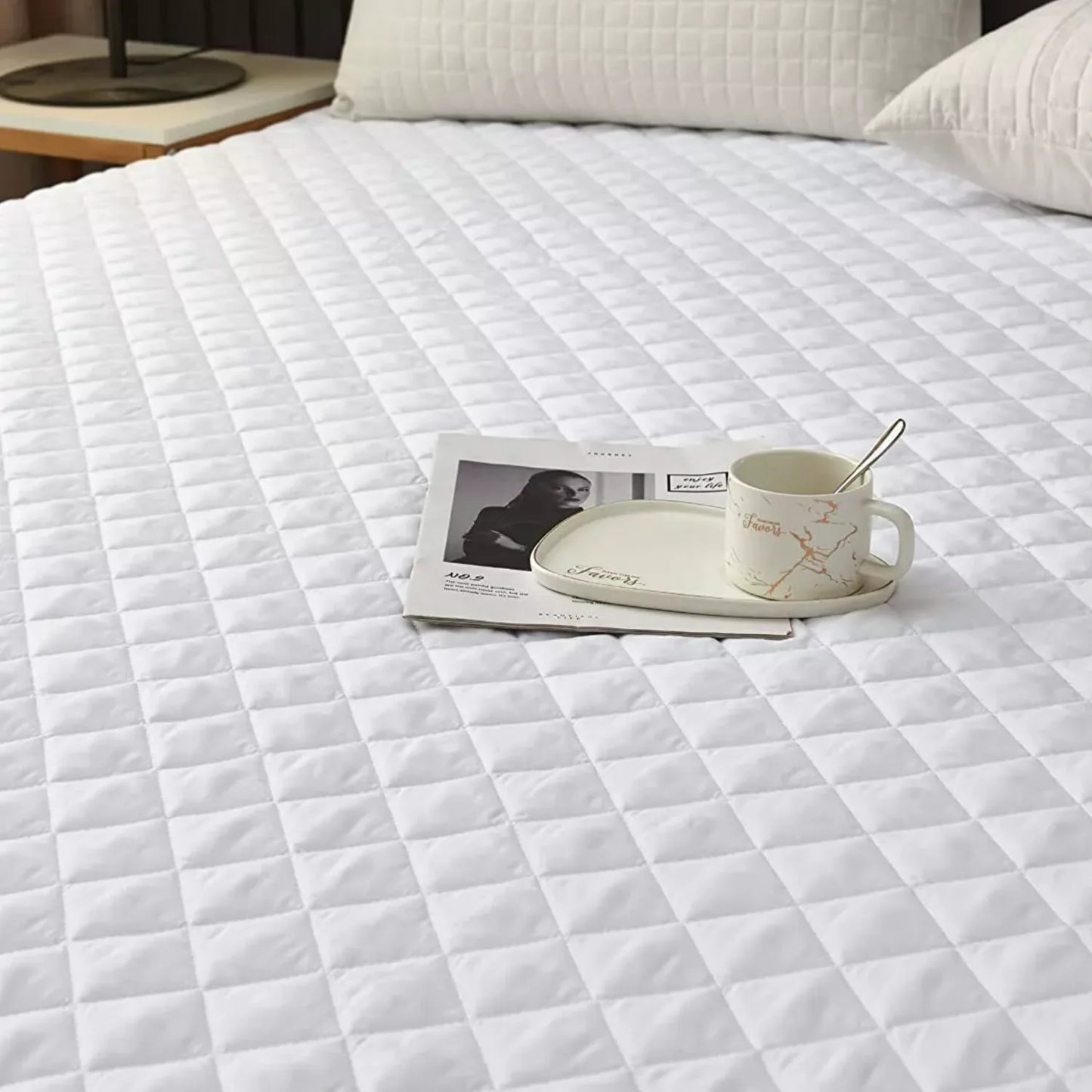 Premium & Export Quality Quilted Soft Mattress Fitted Cover - White