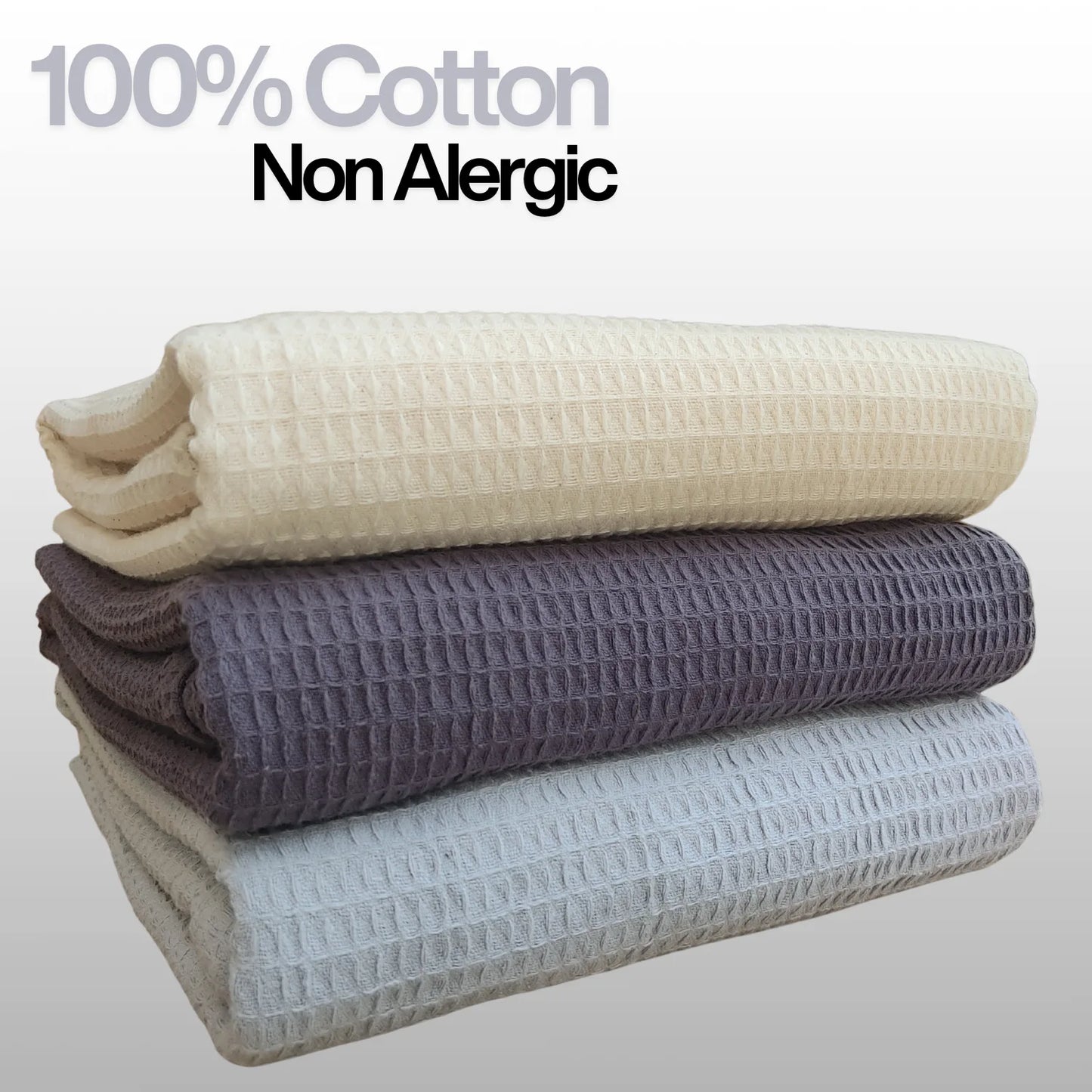Waffle Blanket – 100% Organic Cotton (Ash Grey, White & Charcoal)